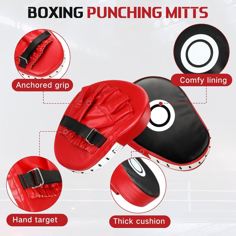 Arrowbash Boxing Gloves and Punching Mitts Set for Kids 6oz Black Gloves Curved Punch Mitts Pad Sparring Training Equipment for Martial Arts Muay Kickboxing Taekwondo Karate BJJ - Image 3